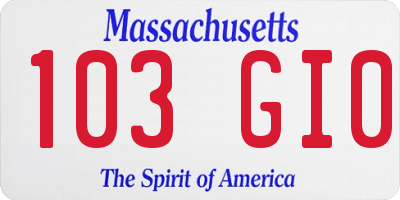 MA license plate 103GI0