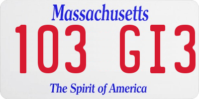 MA license plate 103GI3