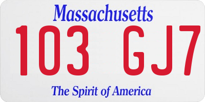 MA license plate 103GJ7