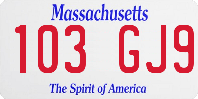 MA license plate 103GJ9
