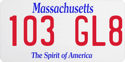 MA license plate 103GL8