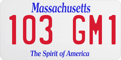 MA license plate 103GM1