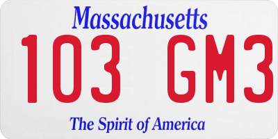 MA license plate 103GM3