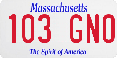 MA license plate 103GN0