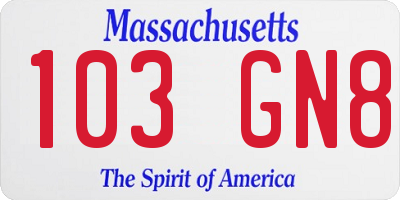 MA license plate 103GN8