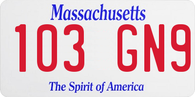 MA license plate 103GN9