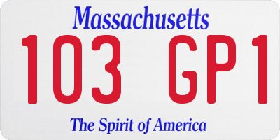 MA license plate 103GP1