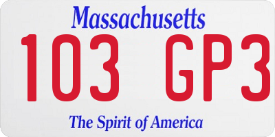 MA license plate 103GP3