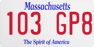 MA license plate 103GP8