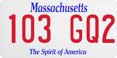 MA license plate 103GQ2