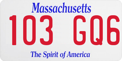 MA license plate 103GQ6