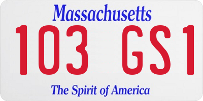 MA license plate 103GS1