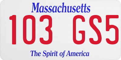 MA license plate 103GS5