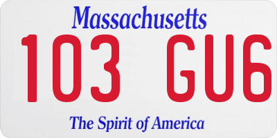 MA license plate 103GU6