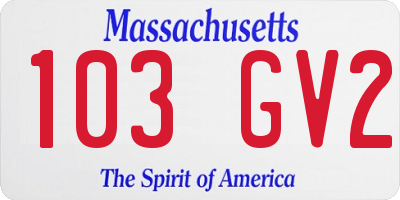 MA license plate 103GV2