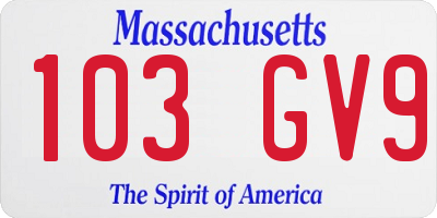 MA license plate 103GV9