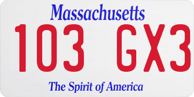 MA license plate 103GX3