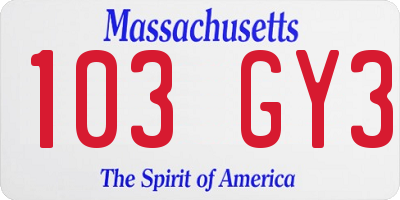 MA license plate 103GY3