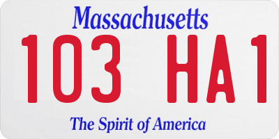 MA license plate 103HA1