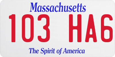 MA license plate 103HA6