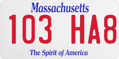 MA license plate 103HA8