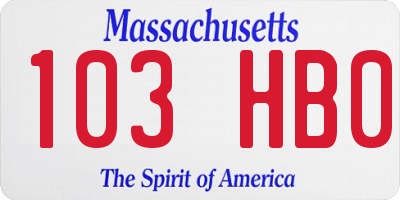 MA license plate 103HB0
