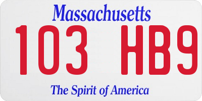 MA license plate 103HB9