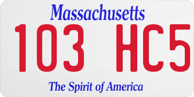 MA license plate 103HC5
