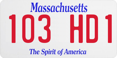 MA license plate 103HD1