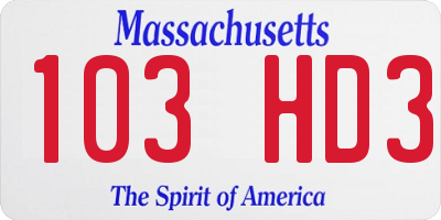 MA license plate 103HD3