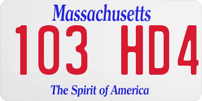 MA license plate 103HD4