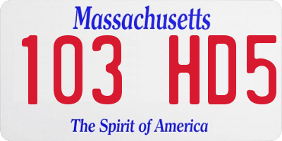 MA license plate 103HD5