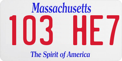 MA license plate 103HE7