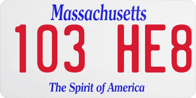 MA license plate 103HE8