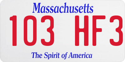 MA license plate 103HF3