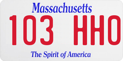 MA license plate 103HH0