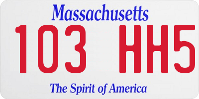 MA license plate 103HH5