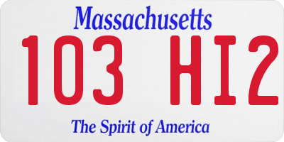 MA license plate 103HI2