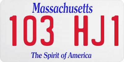 MA license plate 103HJ1