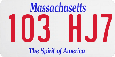 MA license plate 103HJ7