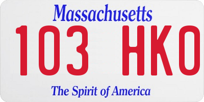 MA license plate 103HK0