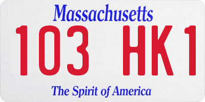 MA license plate 103HK1
