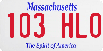 MA license plate 103HL0