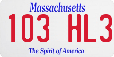 MA license plate 103HL3
