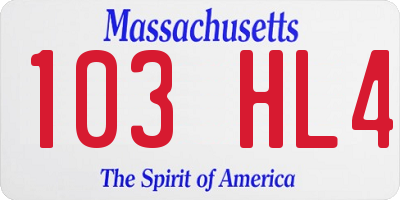 MA license plate 103HL4