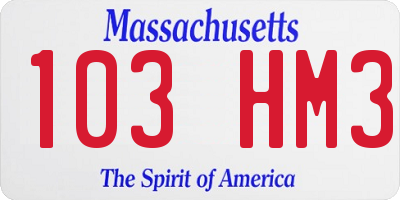 MA license plate 103HM3