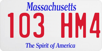 MA license plate 103HM4