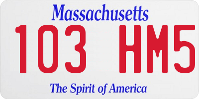 MA license plate 103HM5