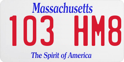 MA license plate 103HM8