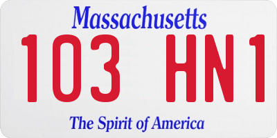 MA license plate 103HN1